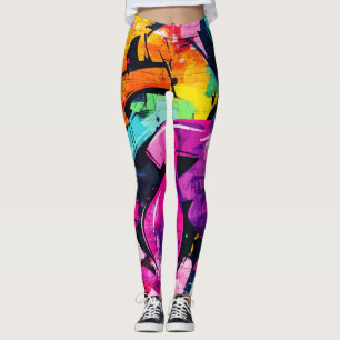Stedelijke Graffiti Collage met Krachtige Kleuren Leggings