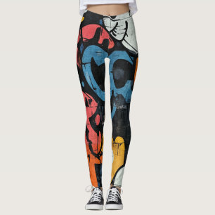 Stedelijke Graffiti Collage met Krachtige Kleuren Leggings