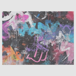 Stedelijke Graffiti Collage met Krachtige Kleuren Tissuepapier