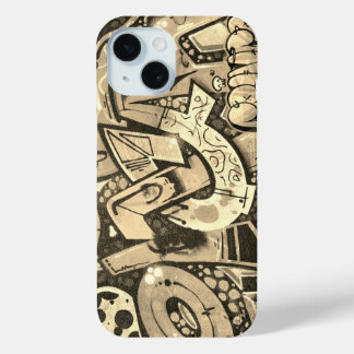 Stedelijke Graffiti Kunst Beige iPhone 15 Case