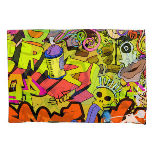 Stedelijke graffiti: kunstmuur kussensloop