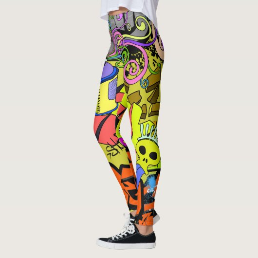 Stedelijke graffiti:  kunstmuur leggings (Links)