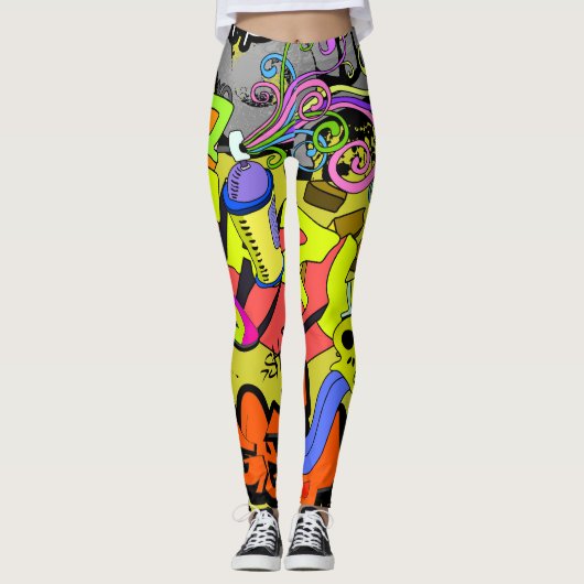 Stedelijke graffiti:  kunstmuur leggings (Voorkant)