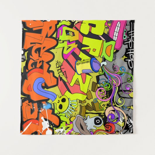 Stedelijke graffiti: kunstmuur wandkleed (Voorkant (horizontaal))