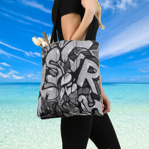 Stedelijke Graffiti Monochrome Stijl Boodschappent Tote Bag