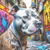 Stedelijke Graffiti Straatkunst Pitbull Sticker (Voorkant)