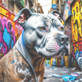 Stedelijke Graffiti Straatkunst Pitbull Sticker (Voorkant)