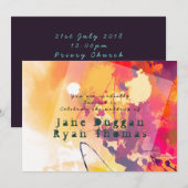 Stedelijke Graffiti Trouwkaart Paars Oranje Uitnod Kaart (Voorkant / Achterkant)