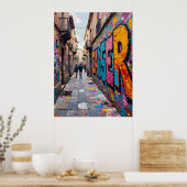 stedelijke graffitisteeg poster (Keuken)