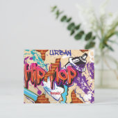 Stedelijke heuphop Graffiti-muur. Briefkaart (Staand voorkant)