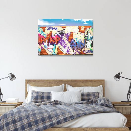 Stedelijke heuphop Graffiti-muur. Canvas Afdruk (Insitu (Slaapkamer))