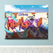 Stedelijke heuphop Graffiti-muur. Canvas Afdruk (Insitu (Houten vloer))