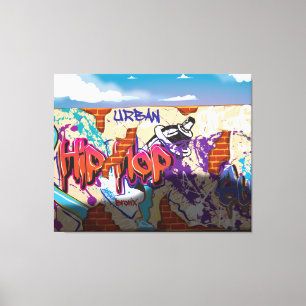 Stedelijke heuphop Graffiti-muur. Canvas Afdruk