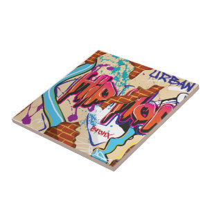 Stedelijke heuphop Graffiti-muur. Tegeltje