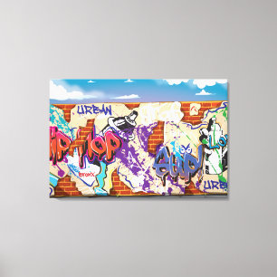 Stedelijke Hip Hop Graffiti Muur. Canvas Afdruk