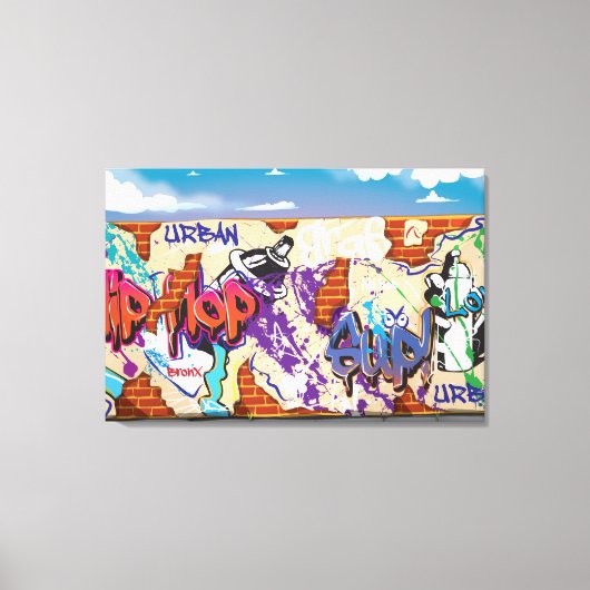 Stedelijke Hip Hop Graffiti Muur. Canvas Afdruk (Voorkant)