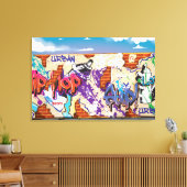 Stedelijke Hip Hop Graffiti Muur. Canvas Afdruk (Insitu (Woonkamer))