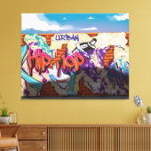 Stedelijke Hip Hop Graffiti Muur. Canvas Afdruk (Insitu (Woonkamer))