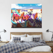 Stedelijke Hip Hop Graffiti Muur. Canvas Afdruk (Insitu (Slaapkamer))
