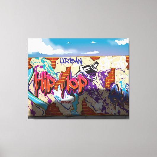 Stedelijke Hip Hop Graffiti Muur. Canvas Afdruk (Voorkant)