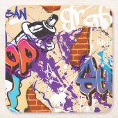 Stedelijke Hip Hop Graffiti Muur. Kartonnen Onderzetters (Voorkant)