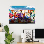 Stedelijke Hip Hop Graffiti Muur. Poster (Thuiskantoor)