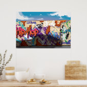 Stedelijke Hip Hop Graffiti Muur. Poster (Keuken)