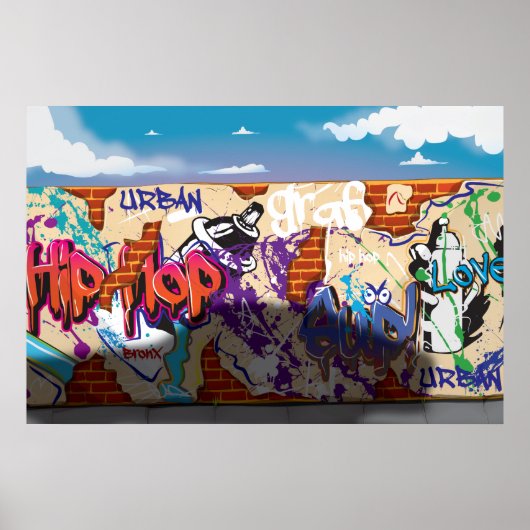 Stedelijke Hip Hop Graffiti Muur. Poster (Voorkant)