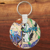 Stedelijke Hip Hop Graffiti Muur. Sleutelhanger (Voorkant)