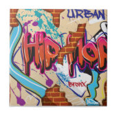 Stedelijke Hip Hop Graffiti Muur. Tegeltje (Voorkant)