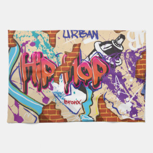 Stedelijke Hip Hop Graffiti Muur. Theedoek