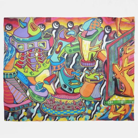Stedelijke Kunst 1. Fleece Deken (Voorkant (Horizontaal))