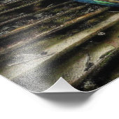 Stedelijke kunst op trappen verlaten gebouw foto afdruk (Hoek)