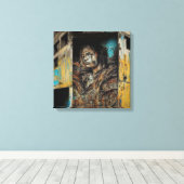 Stedelijke kunst op verlaten gebouw canvas afdruk (Insitu (Houten vloer))