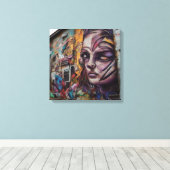 Stedelijke kunst op verlaten gebouw canvas afdruk (Insitu (Houten vloer))