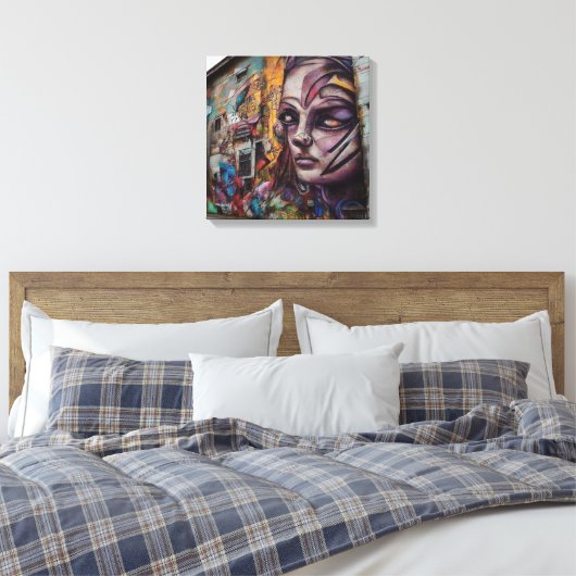 Stedelijke kunst op verlaten gebouw canvas afdruk (Insitu (Slaapkamer))