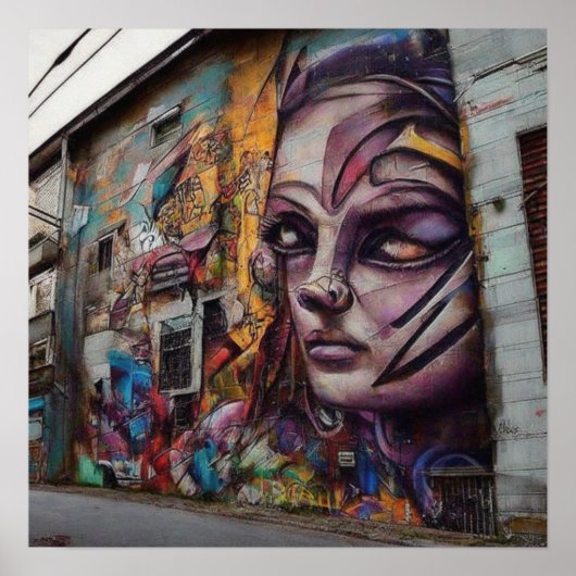 Stedelijke kunst op verlaten gebouw poster (Voorkant)