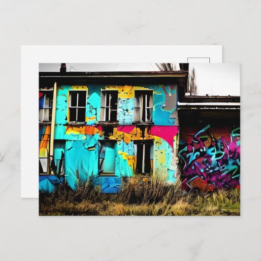 Stedelijke kunst verlaten graffiti-gebouw briefkaart (Voorkant / Achterkant)