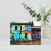 Stedelijke kunst verlaten graffiti-gebouw briefkaart (Staand voorkant)