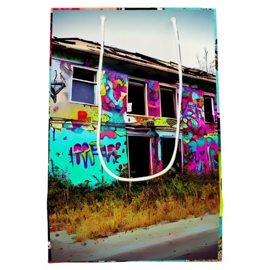 Stedelijke kunst verlaten graffiti-gebouw medium cadeauzakje (Achterkant)