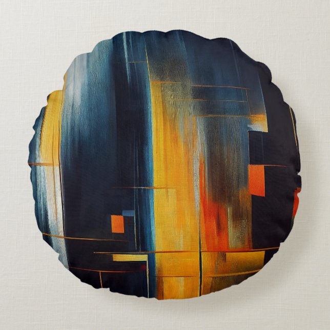 Stedelijke lichten Abstracte geometrie Rond Kussen (Voorkant)