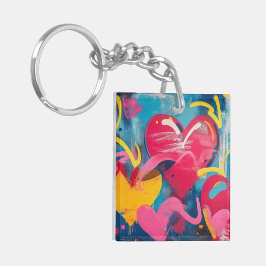 Stedelijke liefde: Graffiti Hearts Sleutelhanger (Voorkant Links)