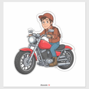 🏍️ Stedelijke Lifestyle Cartoon Motorrijder Pret Sticker
