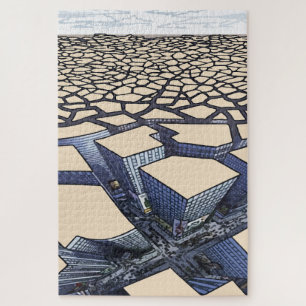 Stedelijke luchtspiegeling: betonnen canyons op do legpuzzel