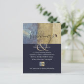 Stedelijke marineblauwe moderne budget bruiloft ui briefkaart (Staand voorkant)