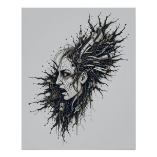 Stedelijke Mind Explosie Abstract Surreal Portret Perfect Poster