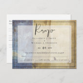 Stedelijke Navyblauwe Moderne Budget Huwelijks RSV Briefkaart (Voorkant / Achterkant)