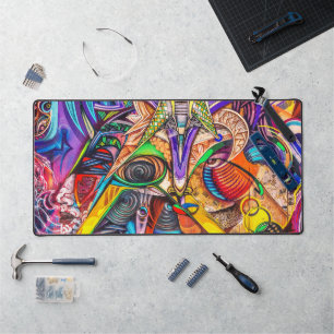 Stedelijke Neon Graffiti Maximalistische Bureaumat