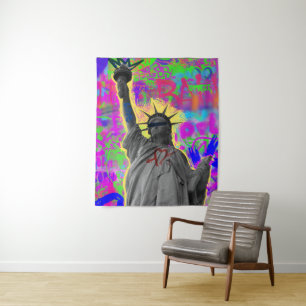 Stedelijke Neon Liberty Graffiti Muur Tapijt Wandkleed