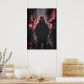 Stedelijke Oni Demon Samurai, Japanse Anime Kunst Poster (Keuken)